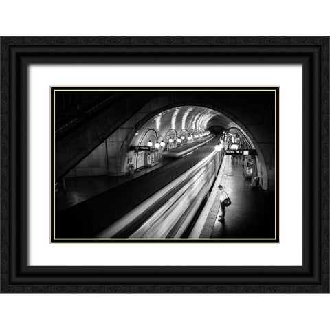 Paris Metro Black Ornate Wood Framed Art Print with Double Matting by Lim, Michael