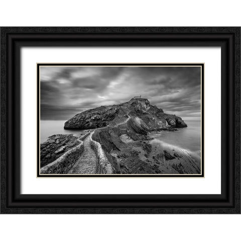 Gaztelugatxe Black Ornate Wood Framed Art Print with Double Matting by Baglietto, Oskar