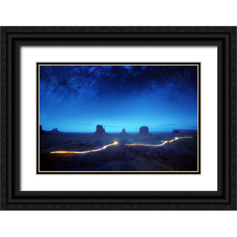 Magic Monument Valley Black Ornate Wood Framed Art Print with Double Matting by Pablo De, Juan