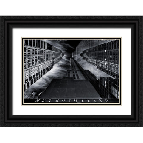 M E T R O P O L I T A N Black Ornate Wood Framed Art Print with Double Matting by De La, Javier