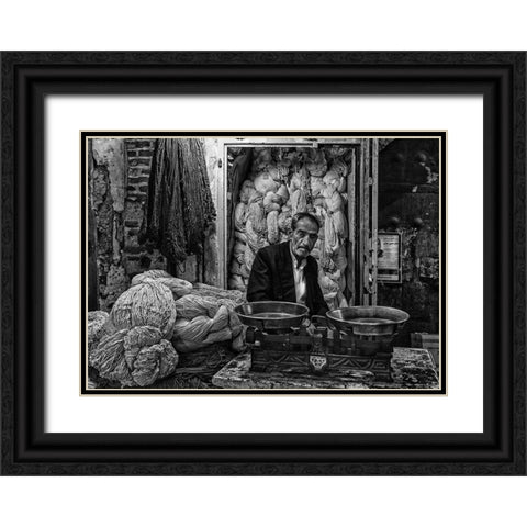 Rope Seller In A Bazaar (Iran) Black Ornate Wood Framed Art Print with Double Matting by Inazio Kuesta, Joxe