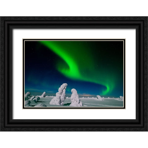 Polar Light, Finnland Black Ornate Wood Framed Art Print with Double Matting by Alicke, Bjoern
