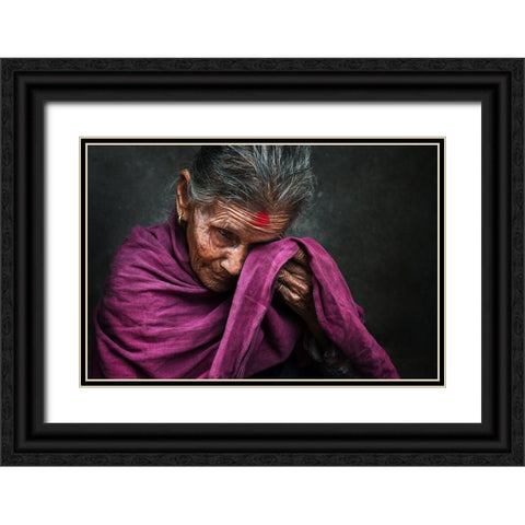 Tears Black Ornate Wood Framed Art Print with Double Matting by Baqer, Mohammed