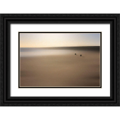 Figures On An Oiled Beach Black Ornate Wood Framed Art Print with Double Matting by Quince, Dave