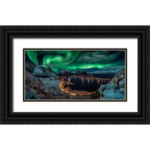 Chasing The Northern Lights Black Ornate Wood Framed Art Print with Double Matting by De La, Javier
