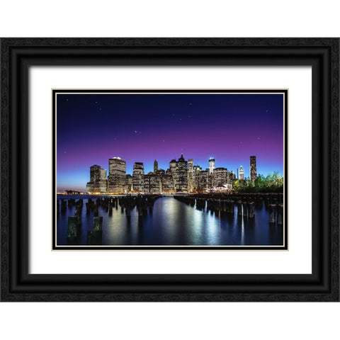 New York Sky Line Black Ornate Wood Framed Art Print with Double Matting by El Gamal, Nanouk