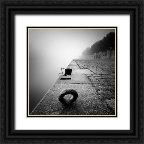Riverbank Black Ornate Wood Framed Art Print with Double Matting by Rak, Martin