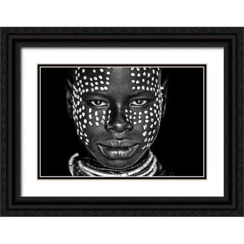 Karo Girl Black Ornate Wood Framed Art Print with Double Matting by Vidak, Vedran