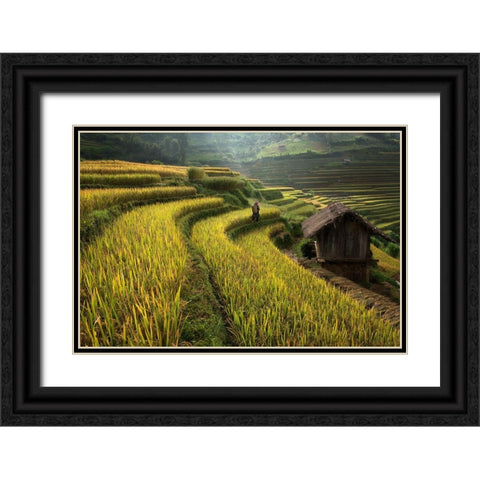 Keep Walking Black Ornate Wood Framed Art Print with Double Matting by Intarob, Sarawut