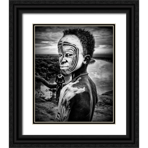 A Boy Of The Karo Tribe. Omo Valley (Ethiopia). Black Ornate Wood Framed Art Print with Double Matting by Inazio Kuesta, Joxe