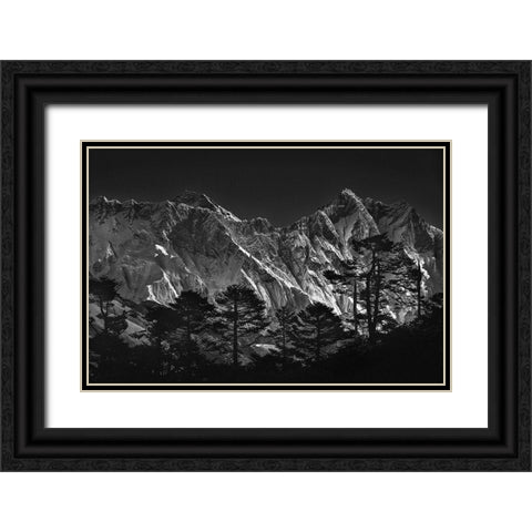 Everest View Black Ornate Wood Framed Art Print with Double Matting by Tanase, Sorin