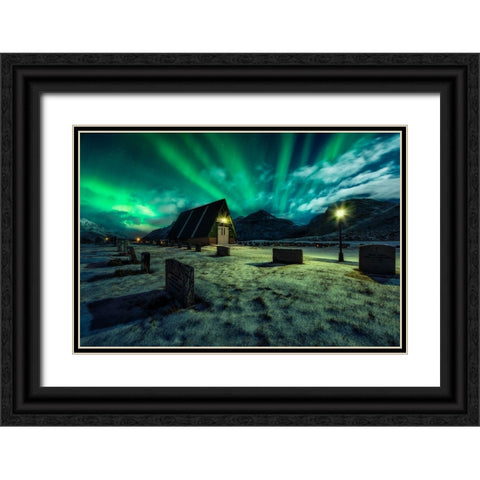 Dancing All Night Long Black Ornate Wood Framed Art Print with Double Matting by De La, Javier