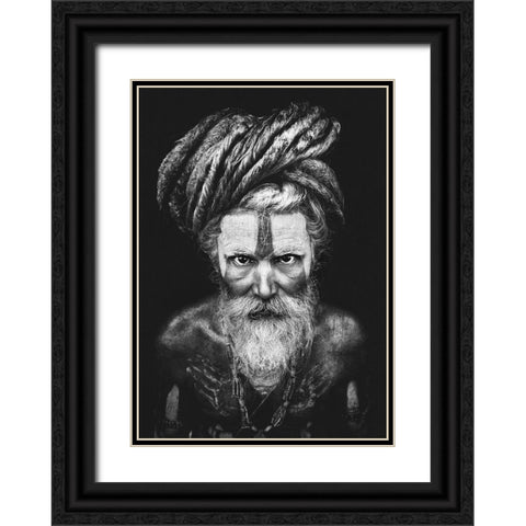 Face The Sadhu ... Black Ornate Wood Framed Art Print with Double Matting by Abdulazim, Ahmed