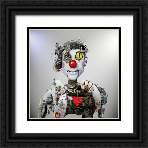 Electronic Clown Black Ornate Wood Framed Art Print with Double Matting by DDiArte