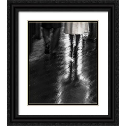 Walking In The Rain Black Ornate Wood Framed Art Print with Double Matting by Claes, Gilbert