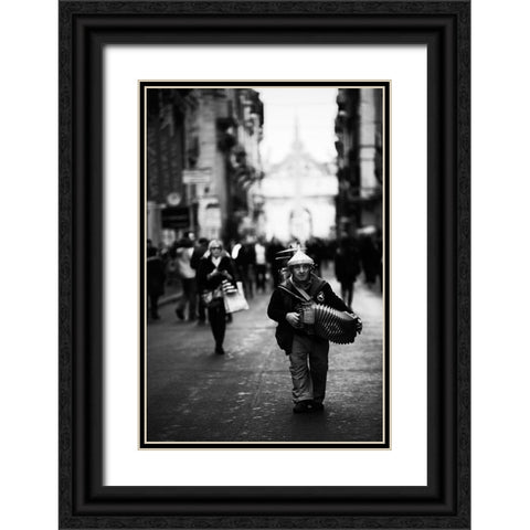 Orchestra-Man Black Ornate Wood Framed Art Print with Double Matting by Oncete, Julien
