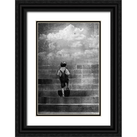 Life Is Just A Lonely Highway Black Ornate Wood Framed Art Print with Double Matting by M, Saturas