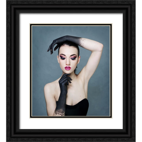 Porcelain Doll Black Ornate Wood Framed Art Print with Double Matting by Walton, Natalia