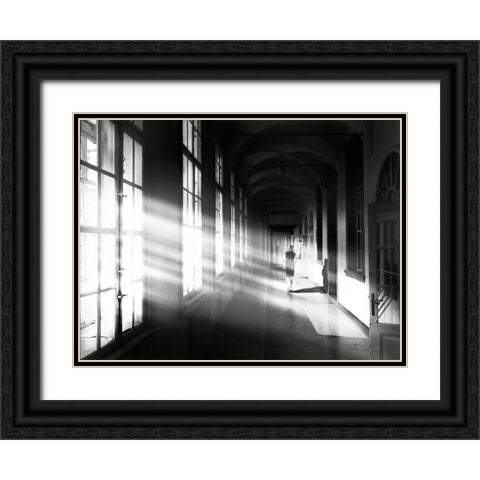 Do Not Give Up Little Girl Black Ornate Wood Framed Art Print with Double Matting by Turk, Tadej