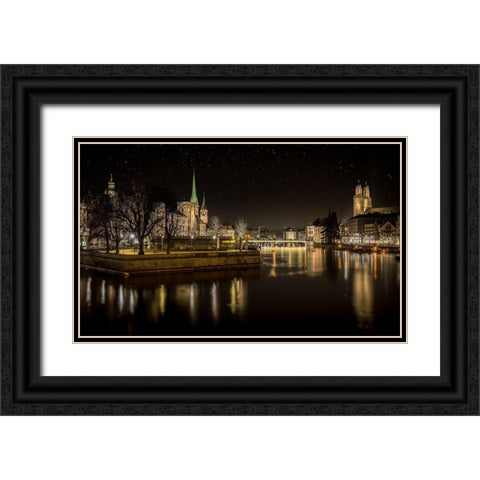 Zurich Black Ornate Wood Framed Art Print with Double Matting by Mitropoulos, Petros