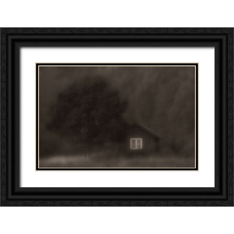 The Little Cottage In The Woods Black Ornate Wood Framed Art Print with Double Matting by Wallberg, Allan