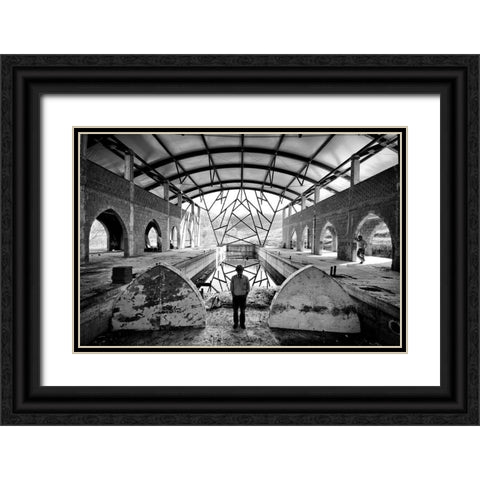 Swimming Pool Black Ornate Wood Framed Art Print with Double Matting by Ferrara, Carlo