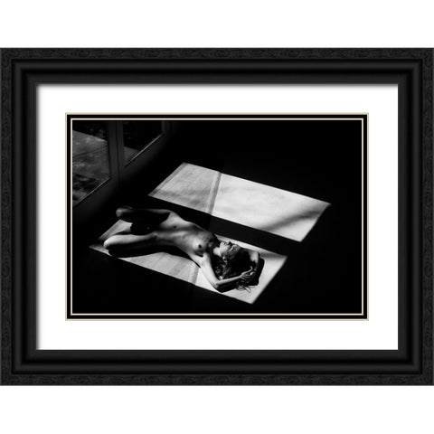 Half Black Ornate Wood Framed Art Print with Double Matting by JAE