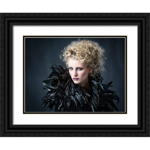 Feathered Fredau Black Ornate Wood Framed Art Print with Double Matting by Catchlight Studio