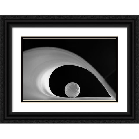Golf Ball Black Ornate Wood Framed Art Print with Double Matting by Azevedo, Olavo