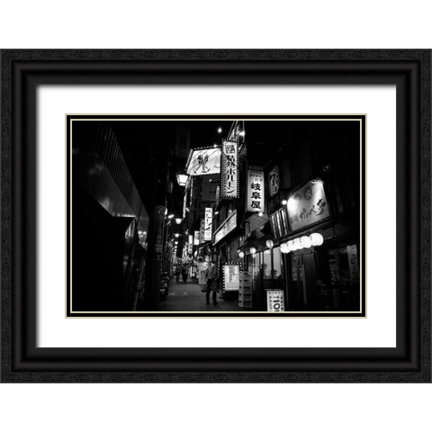 Street Of The World - Tokyo Black Ornate Wood Framed Art Print with Double Matting by Takeshi, Tsunoda
