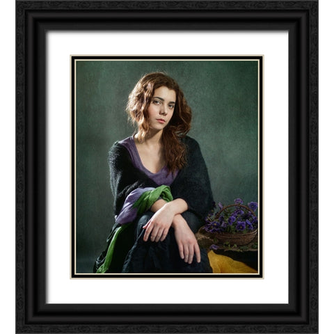 Violets ... Black Ornate Wood Framed Art Print with Double Matting by Melik-Nubarova, Svetlana