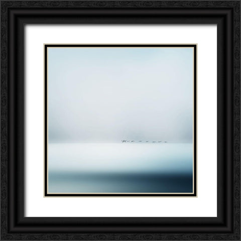 Wild Geese Black Ornate Wood Framed Art Print with Double Matting by Flour, Piet