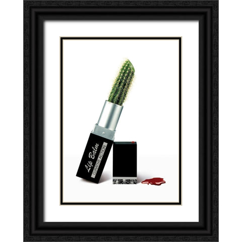 Lip Balm Black Ornate Wood Framed Art Print with Double Matting by J.A.Basalo