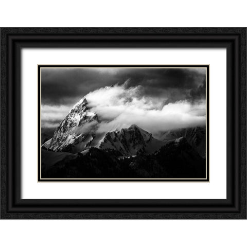 Rock And Wind Black Ornate Wood Framed Art Print with Double Matting by Cheminade, Sebastien