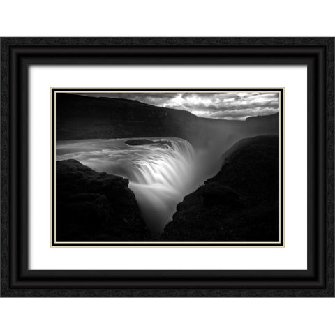 Gullfoss Black Ornate Wood Framed Art Print with Double Matting by Buchmann, Oliver