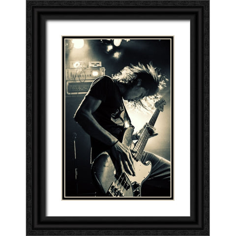 Playing Bassguitar Black Ornate Wood Framed Art Print with Double Matting by Nakamatsu, Kenji
