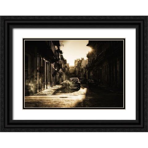 Mystic Morning In Havana... Black Ornate Wood Framed Art Print with Double Matting by Akpinar, Baris