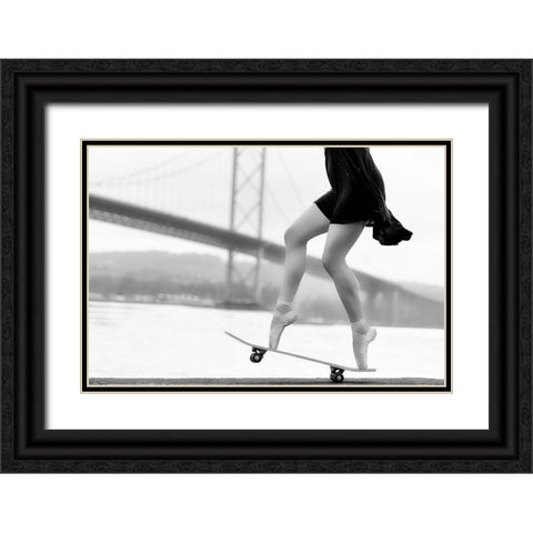 Skater Girl Black Ornate Wood Framed Art Print with Double Matting by Ashton-Jones, Howard