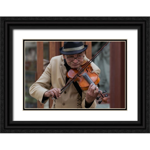 Old Violin Black Ornate Wood Framed Art Print with Double Matting by Coanda, Carla