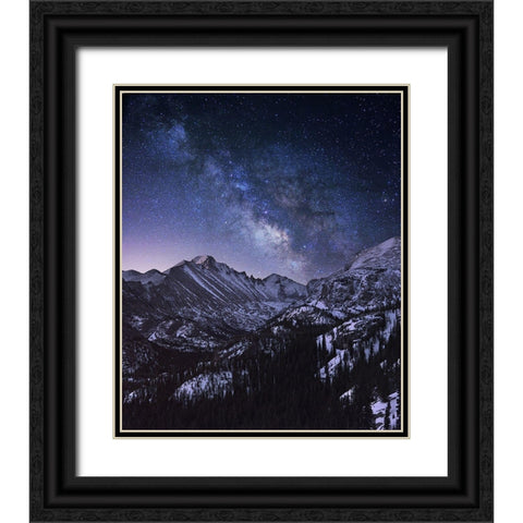 Milky Way Over Longs Peak Black Ornate Wood Framed Art Print with Double Matting by Xu, Mei