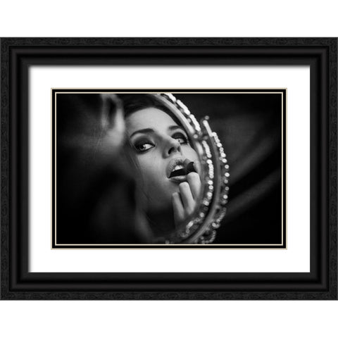Mirror Black Ornate Wood Framed Art Print with Double Matting by Woch, Benjamin