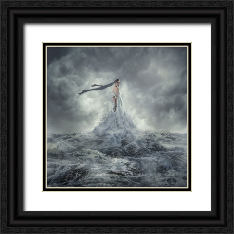 Mazu Black Ornate Wood Framed Art Print with Double Matting by Hardibudi