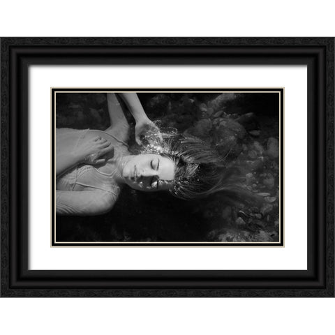 Be Water Black Ornate Wood Framed Art Print with Double Matting by Mest, Olga