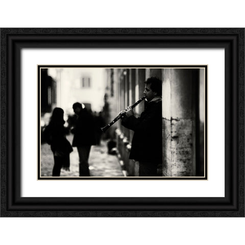 Rome Street Song Black Ornate Wood Framed Art Print with Double Matting by Oncete, Julien