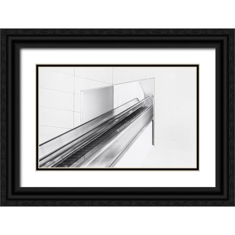 Escalator To The Unknown. Black Ornate Wood Framed Art Print with Double Matting by Van Son, Greetje