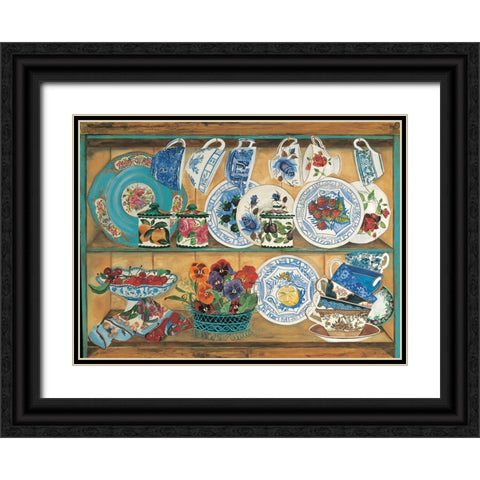 Teacups I Black Ornate Wood Framed Art Print with Double Matting by Unknown