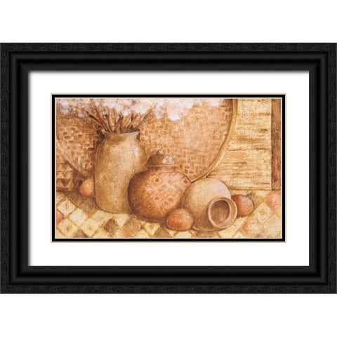Indian Pottery II Black Ornate Wood Framed Art Print with Double Matting by Unknown