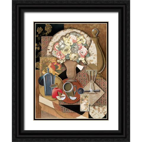 Abstract Table Black Ornate Wood Framed Art Print with Double Matting by Unknown