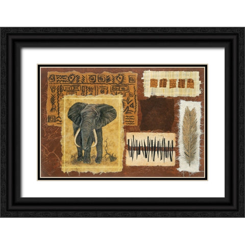 Elephant Safari Black Ornate Wood Framed Art Print with Double Matting by Unknown