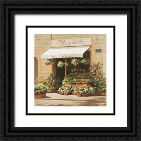 Parisian Florist Shoppe Black Ornate Wood Framed Art Print with Double Matting by Unknown